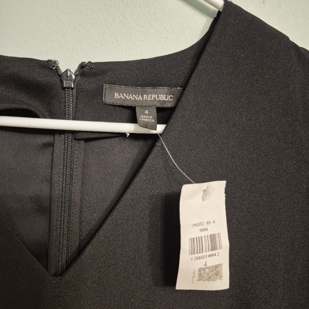 NWT Banana Republic Women's Preppy Black A-Line Midi Dress Size 4/S - Picture 5 of 7